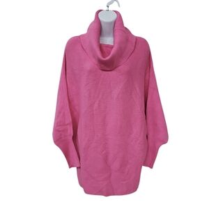NWT Davi & Dani Pink Cowl Neck Womens Sweater Size M Ribbed Dolman Sleeve